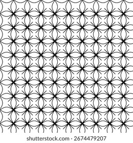 Ilustración ornamental en blanco y negro de forma repetitiva de retícula de flor geométrica