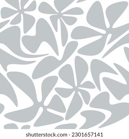 Geometric flower leaves shapes seamless pattern vector. Abstract floral backdrop. Hand drawn illustration. Botanical wallpaper, background, fabric, textile, print, wrapping paper, package design.