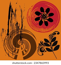 geometric flower line brush pattern background texture design