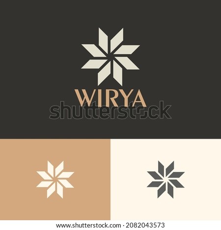 Geometric flower logo design concept. Nature company brand logomark illustration. Can representing blossom, lotus, yoga, peace, spa, beauty, fashion.