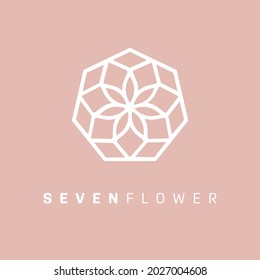 Geometric flower logo in esoteric and spiritual symbol. Seven point logo