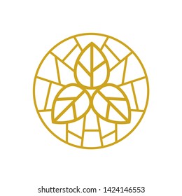 Geometric Flower Logo, Spa Vector Icon, Gold elegant isolated symbol