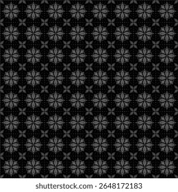 Geometric flower mandala pattern in Black color, seamless Islamic-style EPS vector for use in wallpapers, prayer mats, textile prints, background decorations, and more