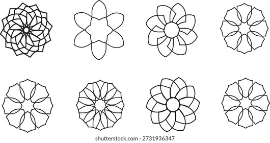 Simetria de padrão de mandala de flor geométrica