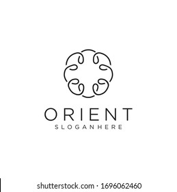 Geometric flower nature logo template . Abstract Round Flower Geometric Logo Boutique Spa Vector Icon Company mark, emblem, element mandala logotype
