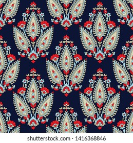Geometric flower paisley Design pattern on navy