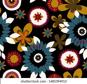 Geometric flower pattern design vector