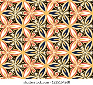 geometric flower pattern vector illustration. mandala tile ornament. bright graphic floral oriental seamless pattern.