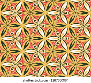 geometric flower pattern vector illustration. mandala tile ornament. bright graphic floral oriental seamless pattern.