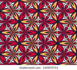 geometric flower pattern vector illustration. mandala tile ornament. bright graphic floral oriental seamless pattern.