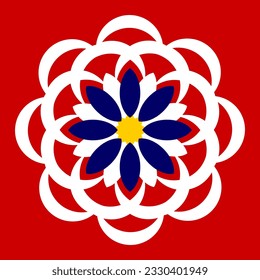 Flor geométrica inspirada en el color de la bandera de Malasia.