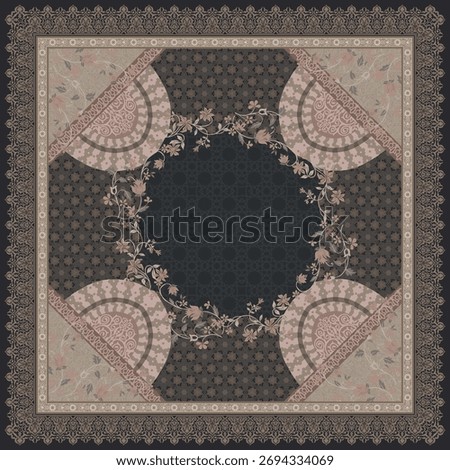 geometric flower scarf design square