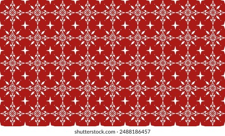 Geometric flower seamless red background, White flower pattern for textiles, sarongs, pillows, ceramic tiles.