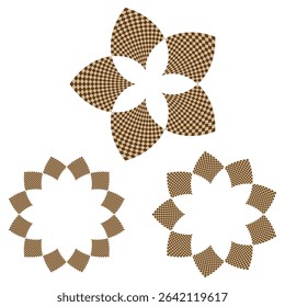 Geometric flower shape. Circular petal figure. Abstract radial form. Vector ornament object.