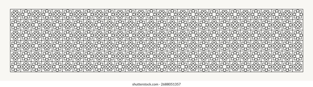  Geometric flower shapes line pattern background in black and white shades for wall décor, textiles, interior design and more.