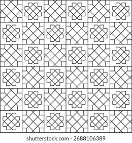 Geometric flower shapes line pattern background in black and white shades for wall décor, textiles, interior design and more.
