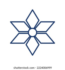 Geometric flower with sharp edges in the shape Jewish Magen David six-pointed star vector illustration