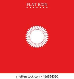 Geometric flower or sun icon.