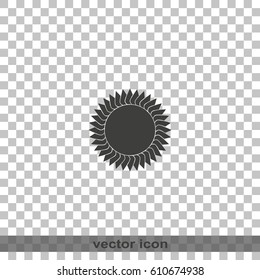 Geometric flower or sun icon.