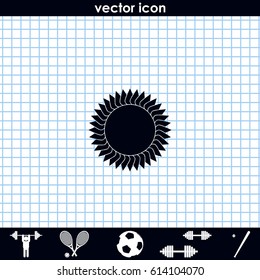 Geometric flower or sun icon.