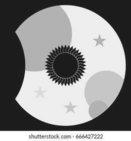 Geometric flower or sun icon.
