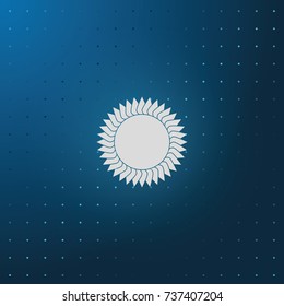 Geometric flower or sun icon.