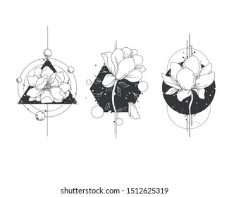 Geometric flower tattoo vector art