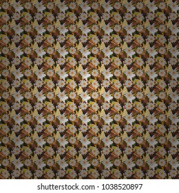 Geometric flower vector ornament. Stylish graphic design. Seamless abstract floral pattern. Gray, beige and brown background.