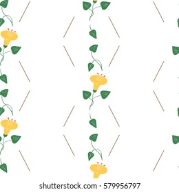 Geometric Flower vertical pattern with a yellow flowers. Cute Floral Seamless pattern of small flowers. 