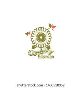 Geometric flowerhead & butterflies symbol