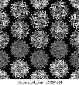 Geometric flowers. Can be used for wallpaper, pattern fills, textile, web page background, surface textures, Image for advertising booklets, banners.