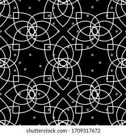 Geometric Flowers and Dots Abstract Repeat Pattern