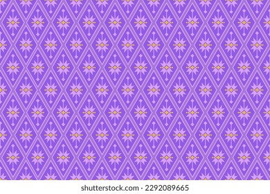 Geometric flowers ethnic seamless pattern. Asian Laotian, Thai, Indonesian, Philippines textile style. Design for fabric, textile, clothing, wrapping, home decor, wallpaper, accessories, carpet.