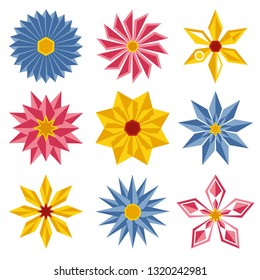 Geometric  flowers icon set. Simple vector illustration