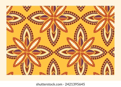 Patrón de flores geométricas. Decoraciones y adornos para textiles. Patrón sin inconvenientes para la impresión en tela. Resumen de creatividad y arte. Dibujo vectorial plano de dibujos animados aislado en fondo beige