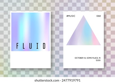 Fluido geométrico. Anuncio moderno. Efecto digital. Póster Mínimo. Ilustración blanca colorida. Tapa de color perla violeta. Patrón Abstractas. Líquido geométrico azul