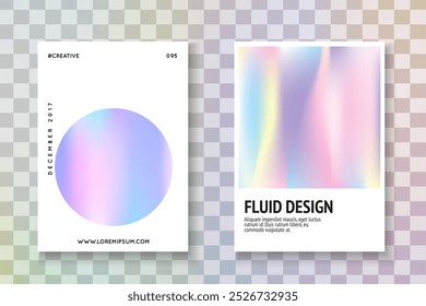 Geometrisches Fluid. Violett Farbe Flyer. Pastellkonzept. Vintage-Banner. Farbige Perlendarstellung. Minimale Textur. Holografisches Netz. rosafarbene geometrische Flüssigkeit