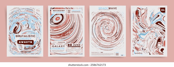 Geometric Fluid Wave Colorful Gradient Graphic Design Artwork. Infinity Swirl Pattern Dynamic Marble Texture Abstract Poster Flyer Cover Banner Modern Futuristic Vector Illustration Maze Style