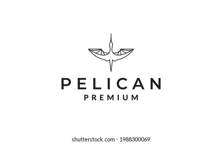 geometric fly bird pelican logo symbol vector icon illustration graphic design