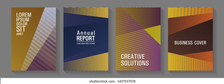 Geometric flyer background vector templates. Advanced technological concept. Cover templates set with logo places. Futuristic journal mockups. Flyer mix digital background blends.