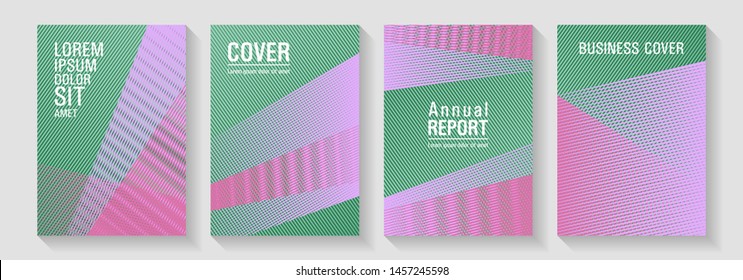 Geometric flyer background vector templates. Party invitation flyer cool backgrounds. Scientific journals concept. School notebook cover templates set. Minimalistic certificate backdrops.