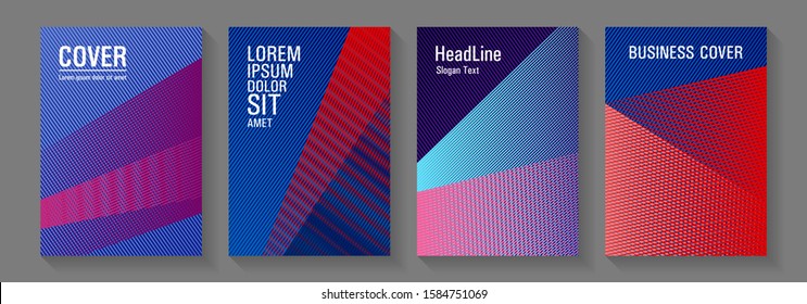 Geometric flyer background vector templates. Scientific journals concept. Corporate report mockups. Future dynamic covers geometry set. Poster linear minimalistic Eps10 vectors.
