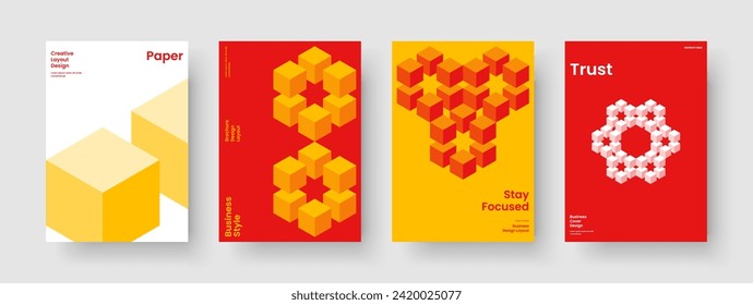 Geometric Flyer Layout. Abstract Brochure Design. Isolated Business Presentation Template. Report. Banner. Book Cover. Background. Poster. Notebook. Brand Identity. Leaflet. Journal. Newsletter