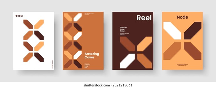 Modelo de Panfleto Geométrico. Design de Relatório Isolado. Disposição abstrata do cartaz. Brochura. Faixa. Apresentação de negócios. Capa de Livro. Histórico. Identidade da marca. Notebook. Publicidade. Boletim informativo. Diário