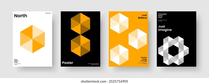 Plantilla de volante geométrico. Diseño moderno del cartel. Diseño de presentación empresarial aislado. Antecedentes. Portada de libro. Informe. Folleto. Anuncio. Manual. Catálogo. Folleto. Boletín informativo. Cartera. Revista
