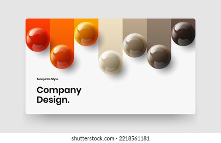 Geometric flyer vector design layout. Vivid realistic spheres site screen concept.