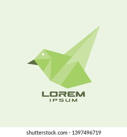 Geometric flying green bird.vector. EPS 10