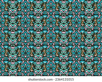 Geometric folk ornament ikat. Tribal ethnic vector textures. Seamless pattern in Aztec style. Folk embroidery. Indian, Scandinavian, Gypsy, Mexican, African carpet. Vector tie dye shibori print.