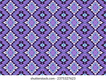Geometric folk ornament ikat. Tribal ethnic vector textures. Seamless pattern in Aztec style. Folk embroidery. Indian, Scandinavian, Gypsy, Mexican rug. African carpet. Hand drawn, not AI