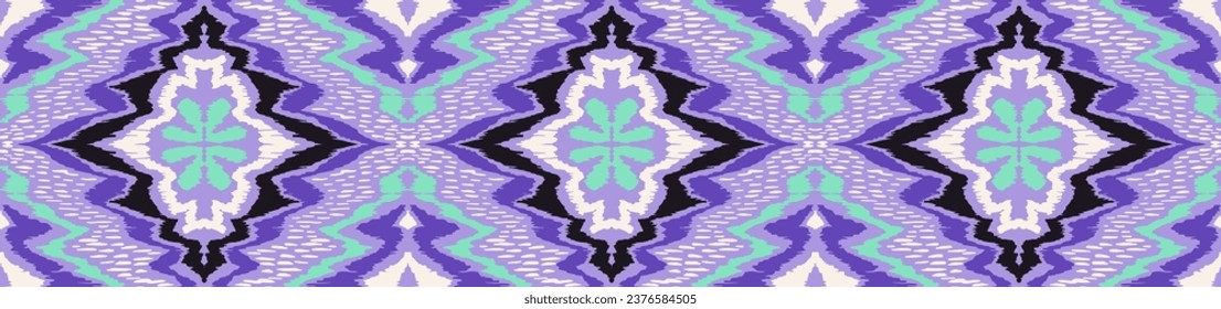 Geometric folk ornament ikat. Tribal ethnic vector textures. Seamless pattern in Aztec style. Folk embroidery. Indian, Scandinavian, Gypsy, Mexican rug. African carpet. Hand drawn, not AI